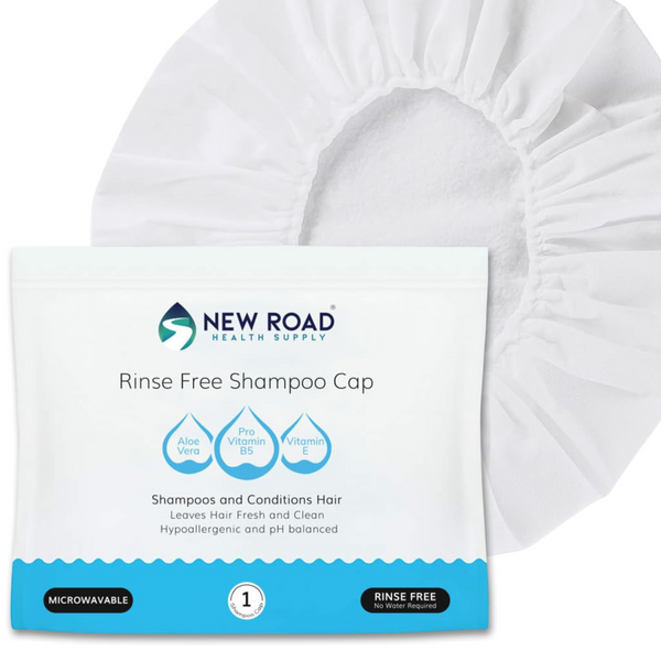 New Road Health Supply - Rinse Free Shampoo Cap, No Rinse Shower Cap with Shampoo & Conditioner, Cotton Fresh Scent, Hypoallergenic, for Travel, Elderly Care, Hospitals & Post-Surgery (Single, 3, 6, or 12 Pack)