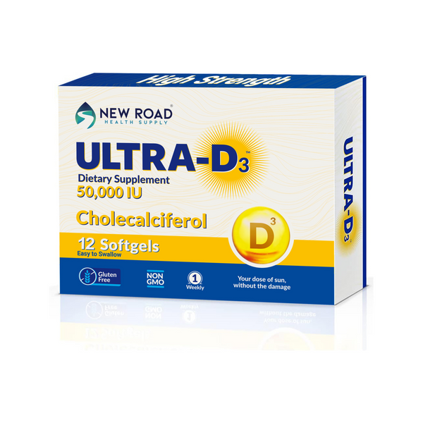 New Road Health Supply - ULTRA-D3 50,000 IU, High Dose Weekly Vitamin D3 Softgel for Bones, Teeth, Immune Support, Gluten-Free