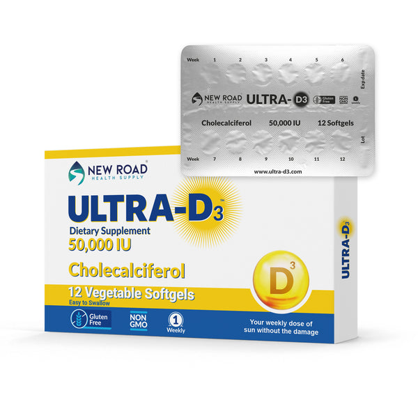 New Road Health Supply - ULTRA-D3 50,000 IU, High Dose Weekly Vitamin D3 Softgel for Bones, Teeth, Immune Support, Gluten-Free